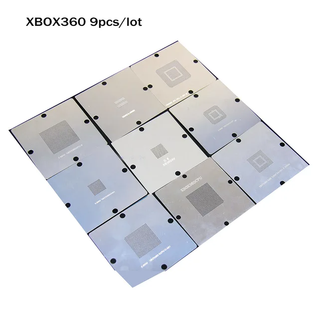 9 sztuk/partia XBOX360 CPU GPU szablony 80*80/90*90mm BGA Reballing Station konsola do gier BGA IC Reballing naprawy