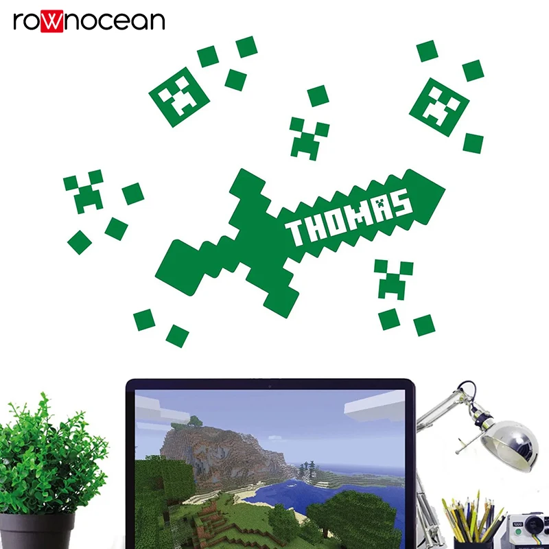 Gaming Inspired Personalised Boy Name Vinyl Sticker Gamers Bedroom Wall Sticker Decals 4D64