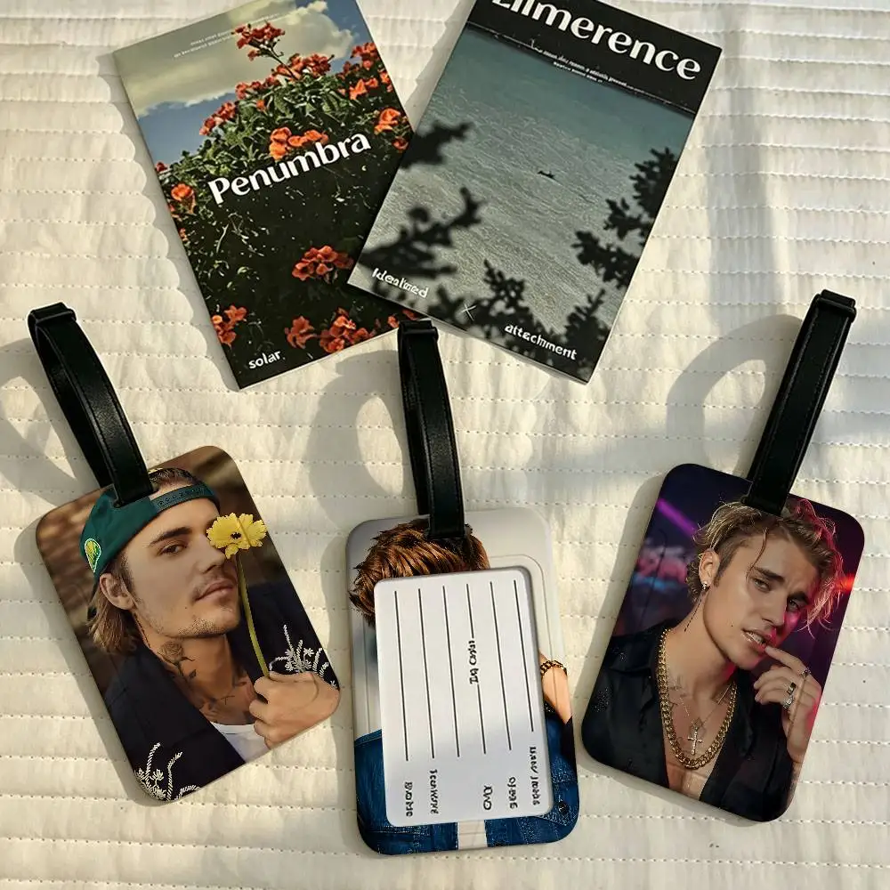 Singer Cool J-Justin Bieber Universal PVC Luggage Tag Anti lost With Information Card Suitcase Backpack Identification Label