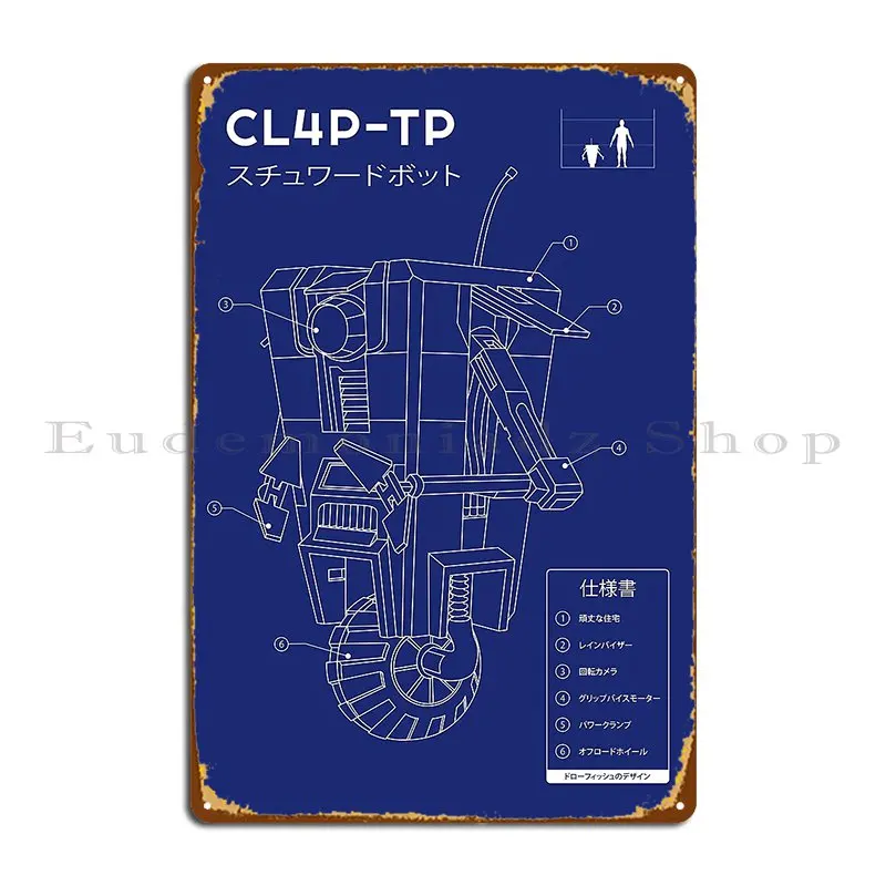 Claptrap Blueprint Metal Sign Plaques Garage Wall Cave Customize Create Wall Cave Tin Sign Poster