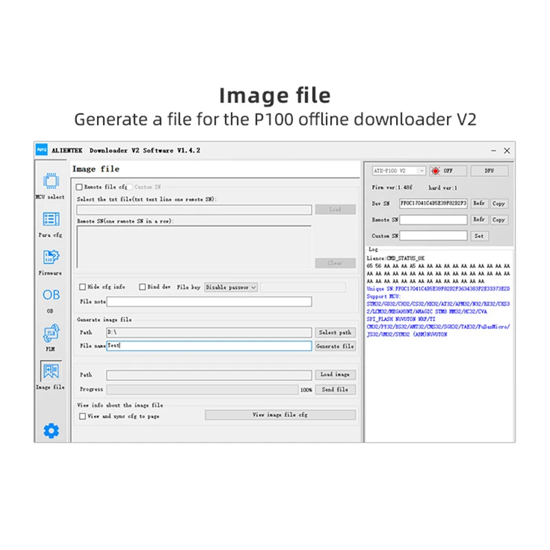 ALIENTEK P100 Offline Downloader V2 Programmer Downloader STM32 STM8 N76E GD Offline Programming FLM Algorithm Writer