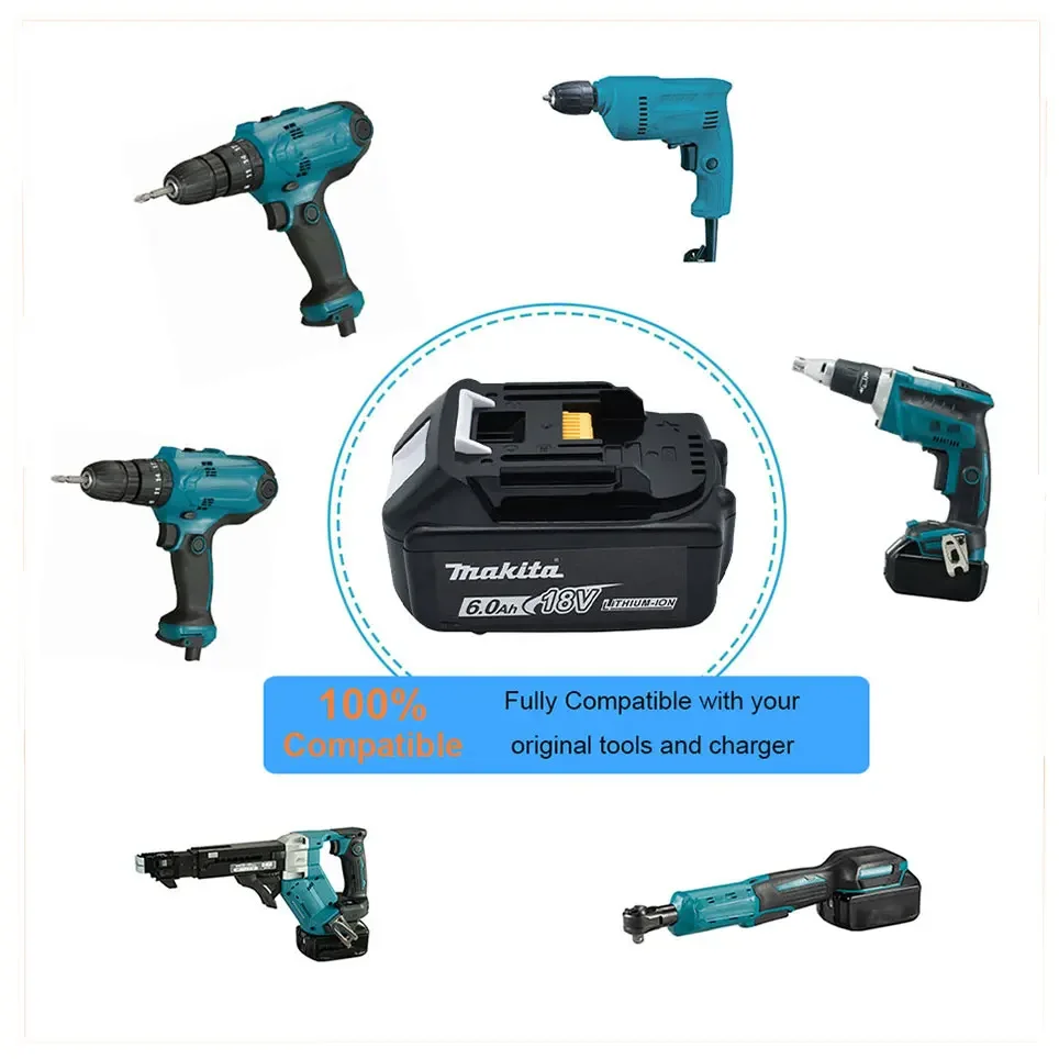 18V 6.0Ah 5.0Ah Makita With LED lithium ion replacement LXT BL1860B BL1860 BL1850original Makita rechargeable power tool battery