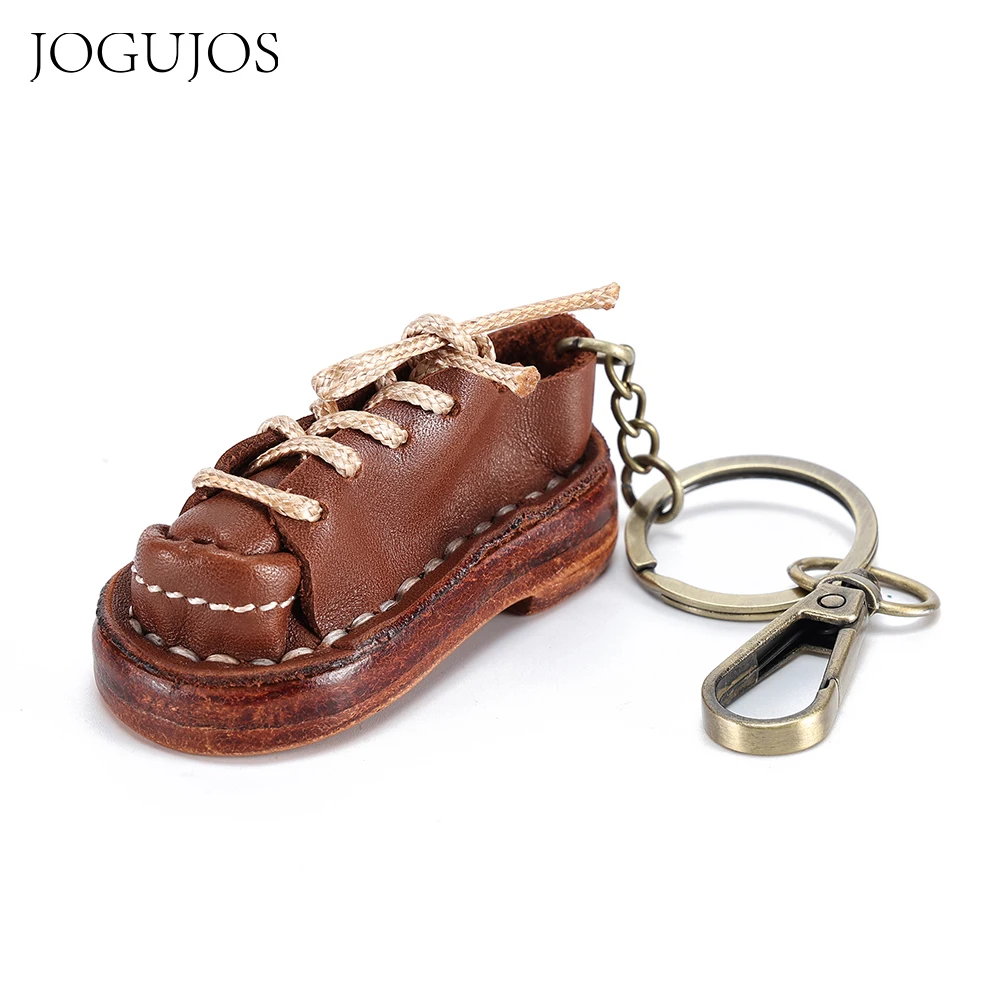 JOGUJOS-Mini llavero creativo de cuero de vaca genuino para hombres y mujeres, decoraciones de zapatos, llavero colgante, adornos, regalos de personalidad