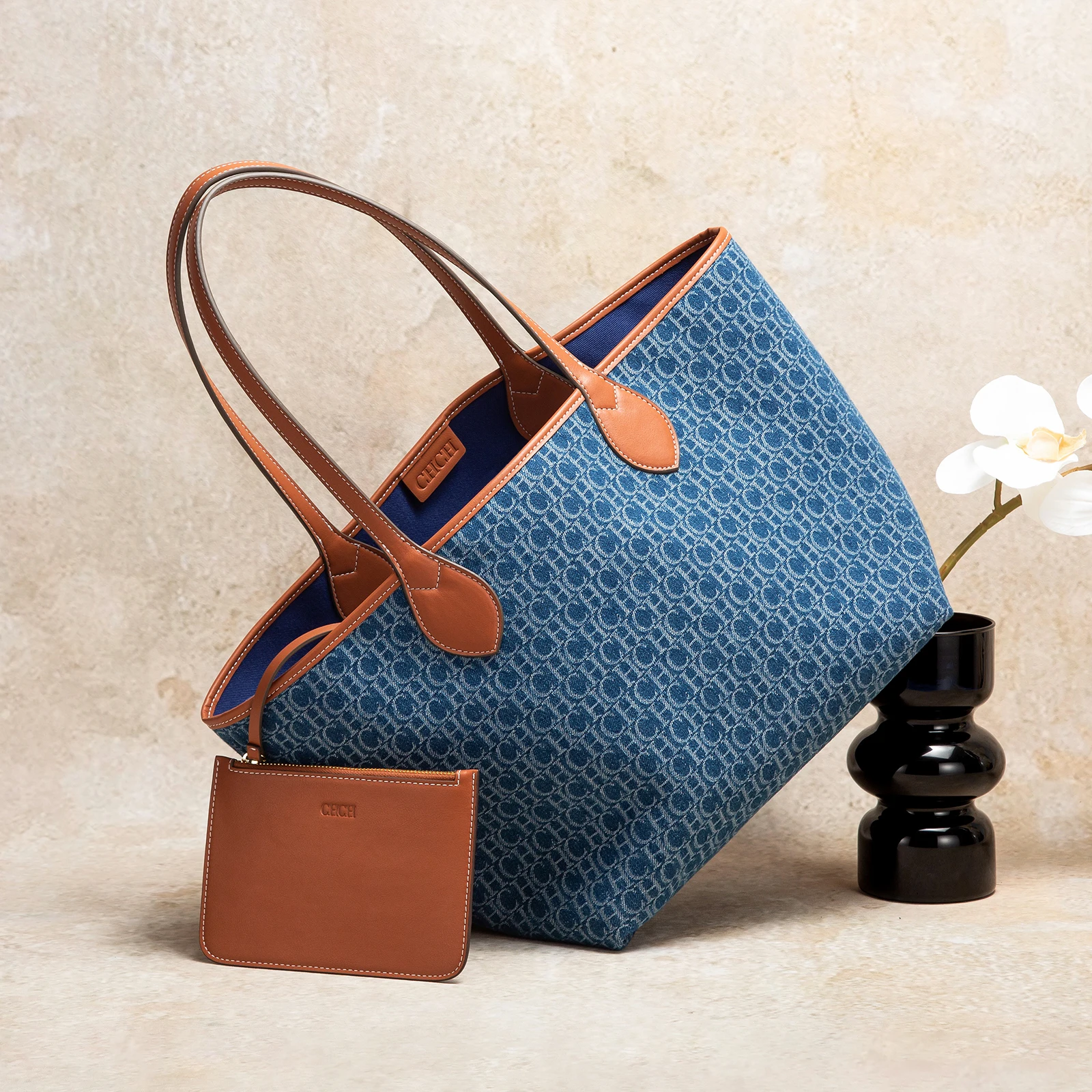 

New Large Capacity Tote Bag Geometric Elegance Meets Dual-Tone Utility Versatile Double Sided Color Blocking Handbag