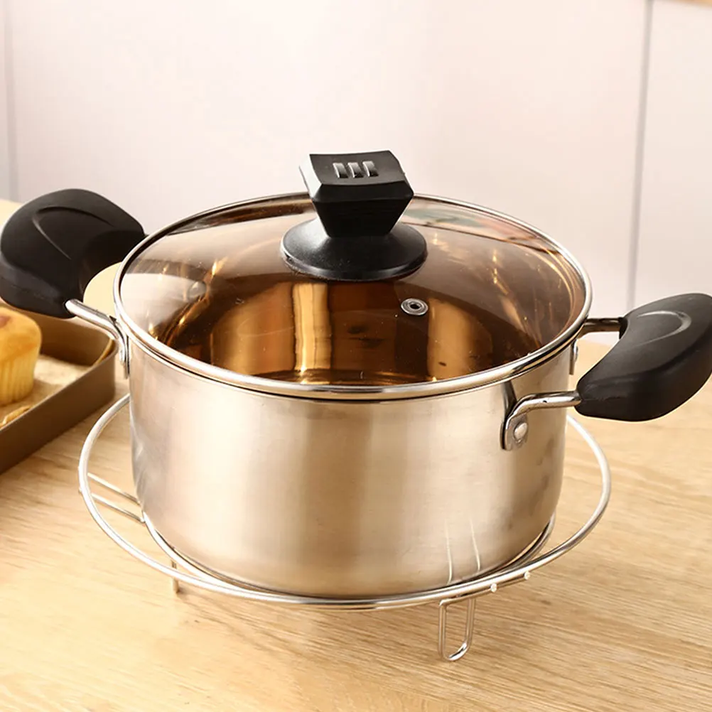 

Stainless Steel Pot Rack Wok Pans Support Cooling Stand Metal Resistant Cooking Large High Foot Kitchen Pan Trivet Reusable