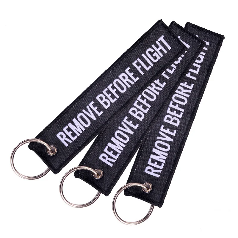 Remove Before Flight Woven Key Ring Special Luggage Tag Label Red Chain Keychain For Aviation Gifts OEM Keychain Fashion Jewelry