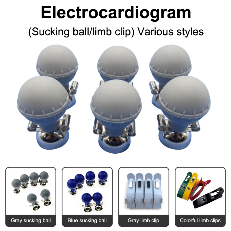 Conjunto completo de eletrodos de ecg, bola de sucção de peito e clipe de membro, eletrodo duplo ou multifuncional para máquina de ecg, uso adulto