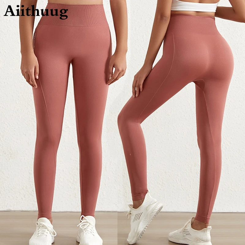 Aiithuug Printed Yoga Leggings Women's High Waisted Scrunch Butt Leggings Seamless Fast Drying Tight Hem Workout Fitness Pilates