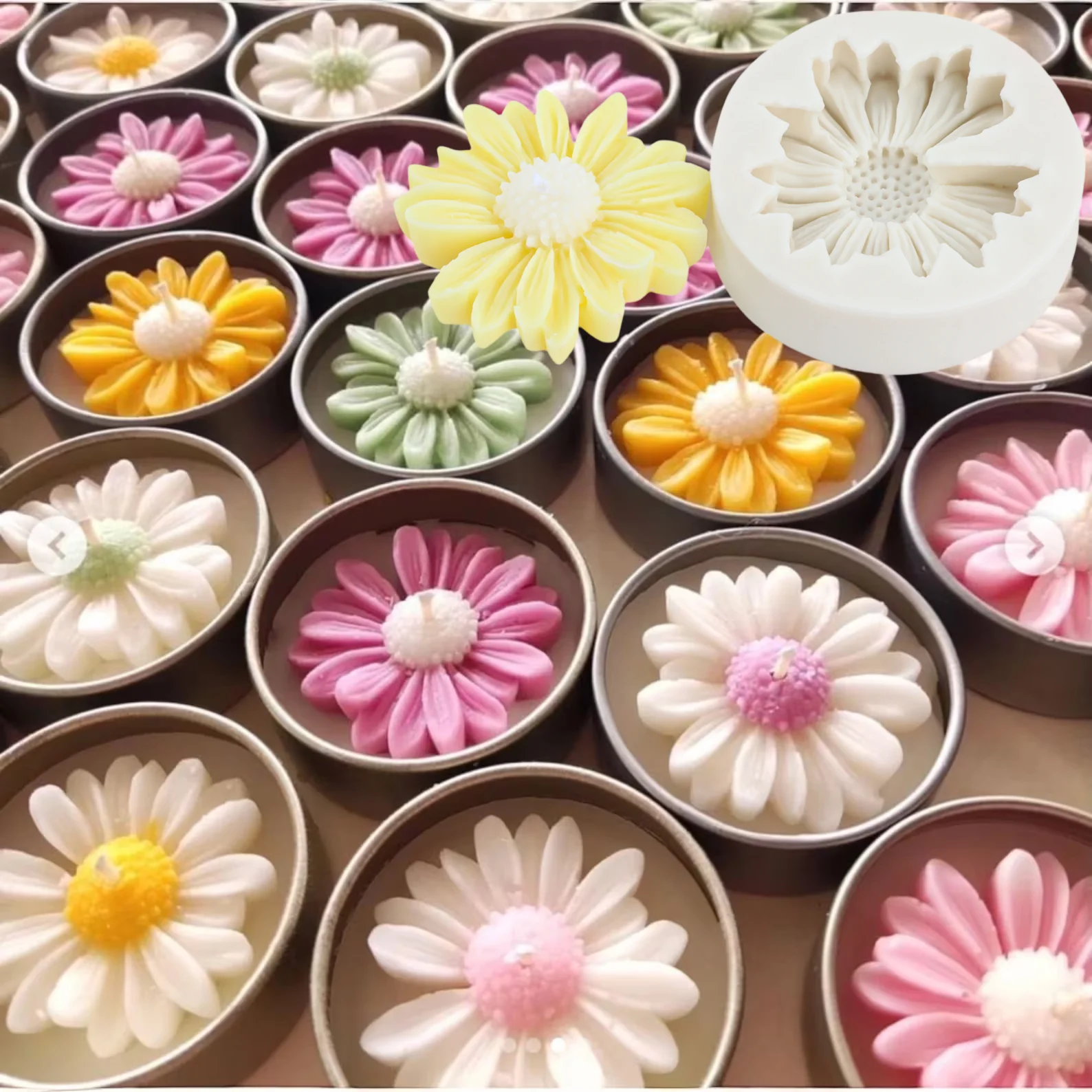 3D Daisy Silicone Mold, Multi Flower Wax Candle Soap Resin Making Mould, DIY Craft Decoration Tool Gift