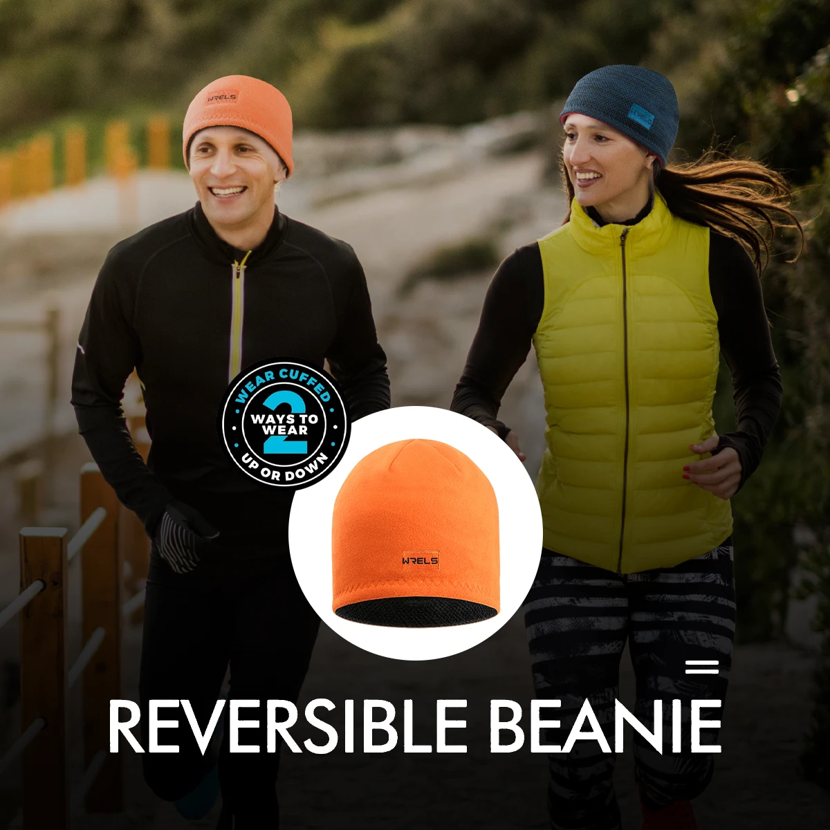 WRELS Strickmütze, doppelseitige Pullovermütze, warme, verdickte Wintermütze, winddicht, sonnenbeständig, Beanie-Mütze, elastische Fahrrad-Skimütze