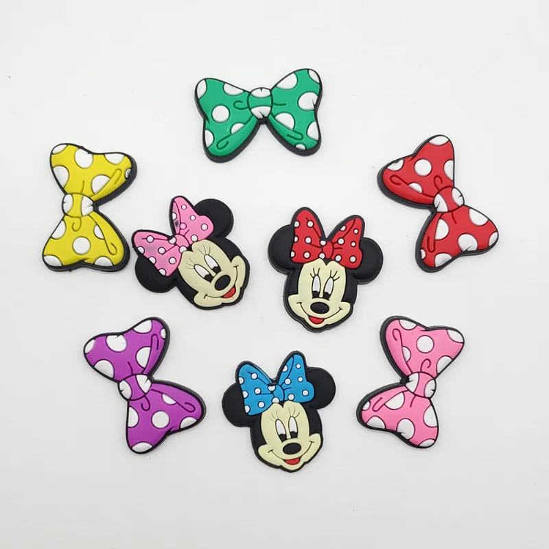 1Pcs Cute Disney Mickey Minnie Anime Shoe Buckle DIY  Charms Cartoon Character Bowknot  Accessories Kids Birthday Gift