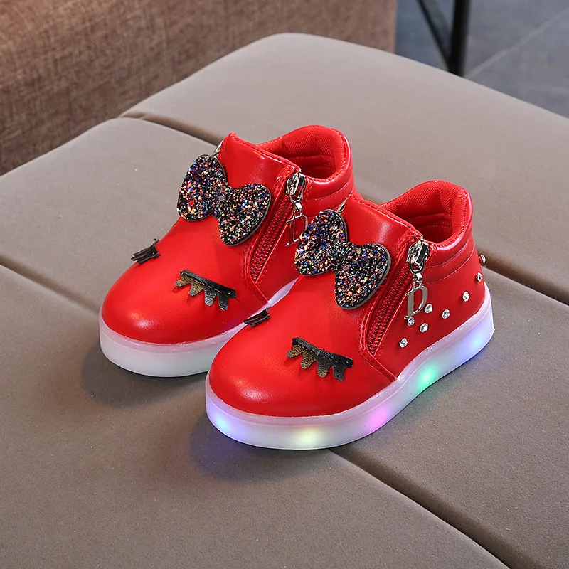 2024 Spring Autumn New Children Sports Shoes Girls Water Diamond Shoes with Lights LED Lights Kids Shoe Girl Shoe Zapatos Niña