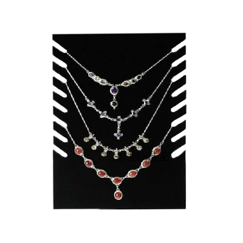 Necklace Display Stand Black Rectangular Flocking Surface Holds 8 Pendants Jewelry Organizer for Retail Countertop Trade Show
