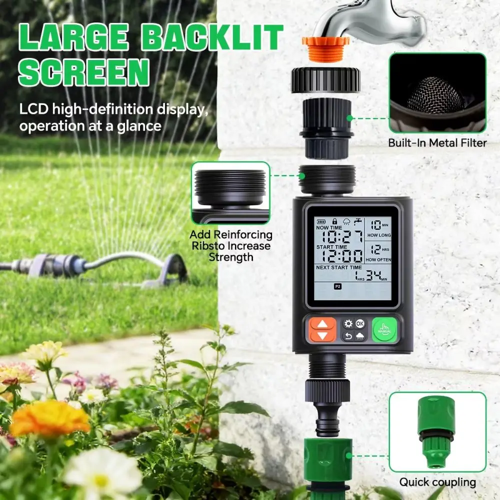 IPX5 Waterproof Digital Water Flow Meter LCD Display EU/US Electronic Water Meter Accurate Movable Joint