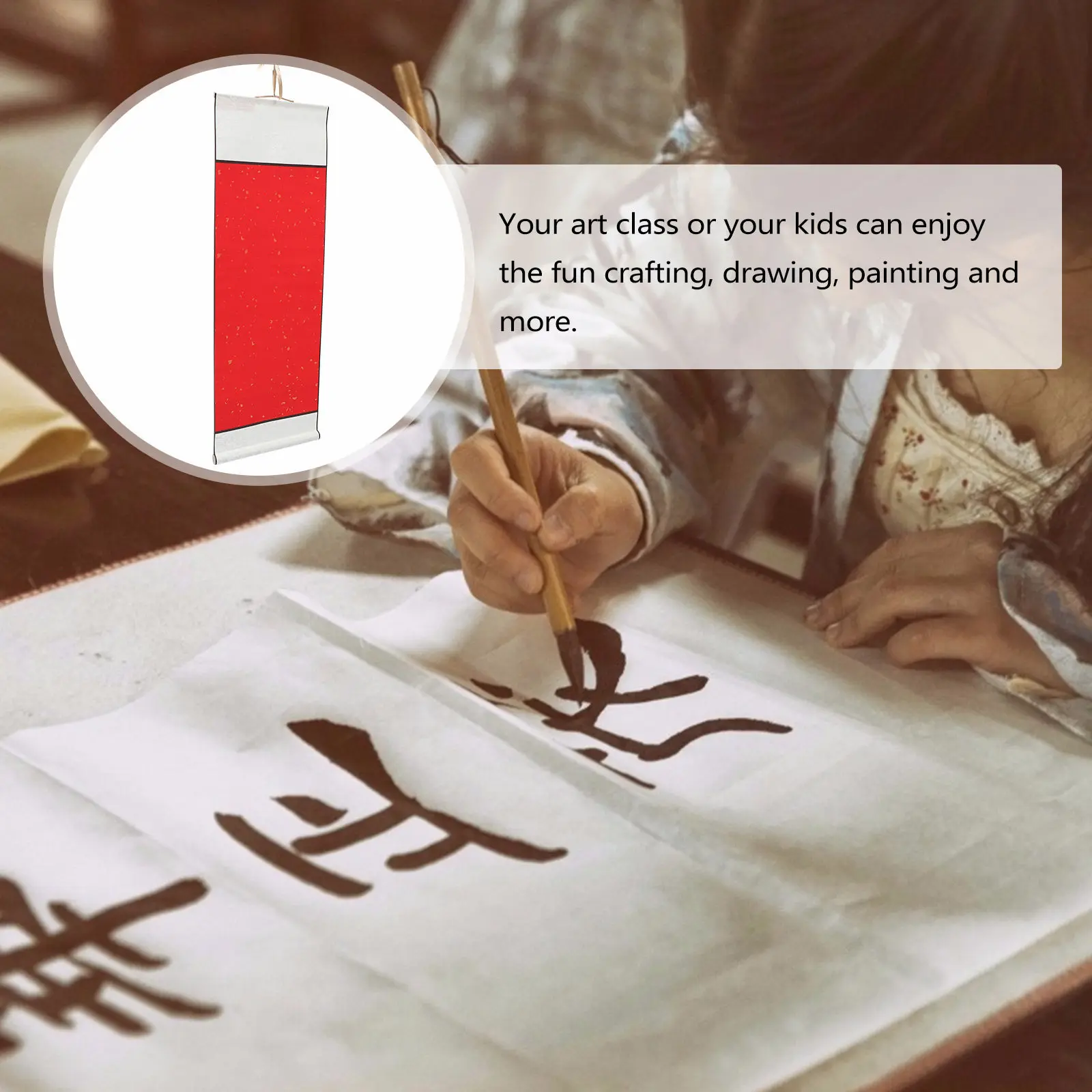 

1Pcs Chinese Calligraphy Paper Blank Hanging Scroll for Ink Writing Art Craft Stable Performance Lightweight Easy Storage