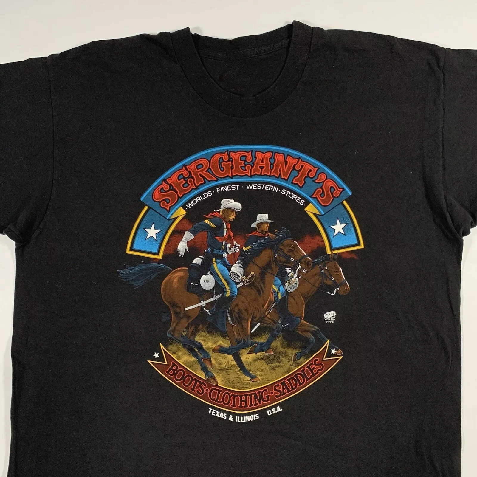 

90s Sergeant's Western Wear Store T-Shirt Mens XL X-Large Country Cowboy American Short-sleeved Women Cotton Round-neck Top