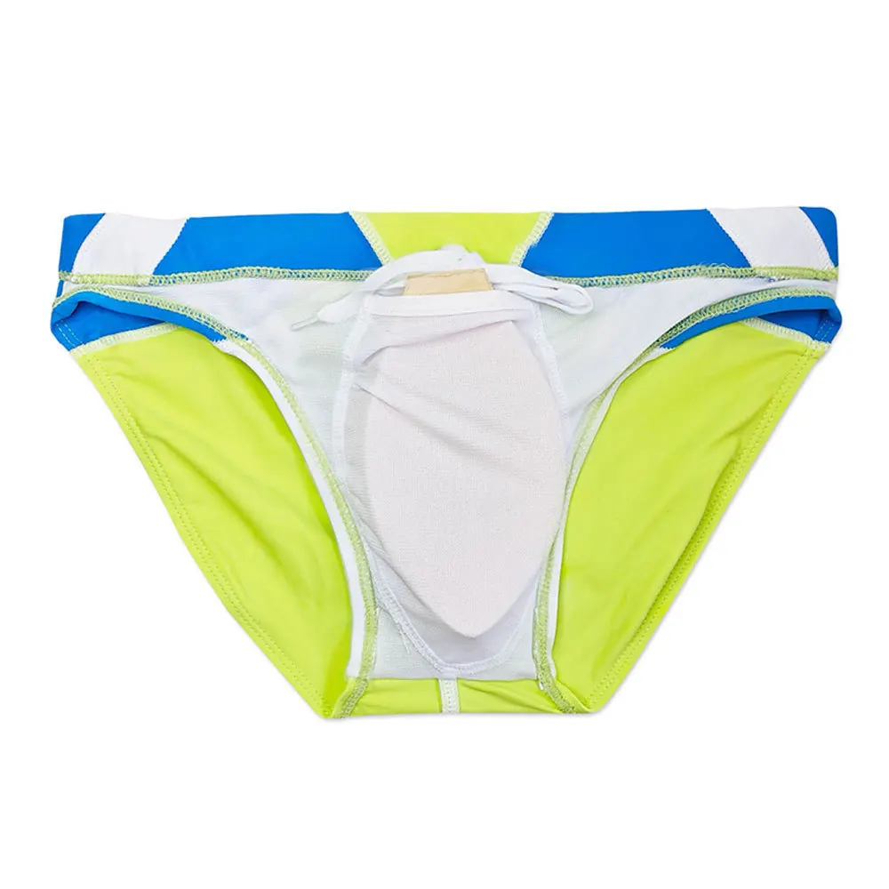 Contrast Color Japanese Swimwear Men Swim Briefs Slip Bikini Sexy Pouch Pad Swimsuits Man Swimming Trunks Beachwear Bathing Suit