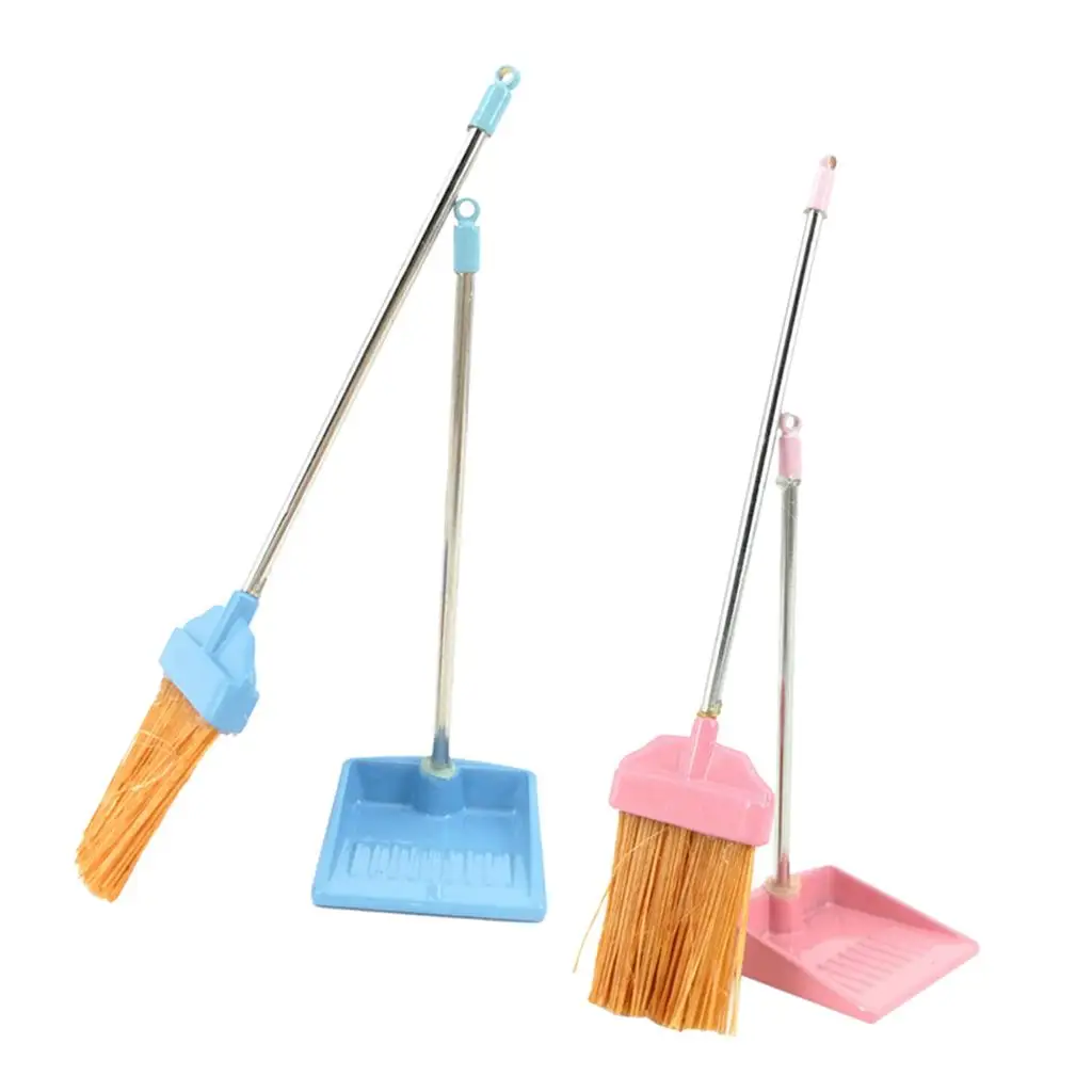 1/12 Scale Plastic Broom Dustpan Set for Dollhouse chen Room Accessories