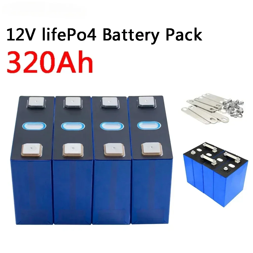 Lifepo4 Battery 3.2V 320Ah Grade A Battery 12V 24V 48V Rechargeable Lithium Iron Phosphate Battery For Backup Power RV Boat Cart