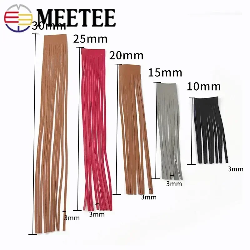 1/2M 10-30cm 3mm Colored Faux Leather Tassel Fringe Lace Ribbon For Bag Clothes Handbag Decoration Trims DIY Sewing Accessories