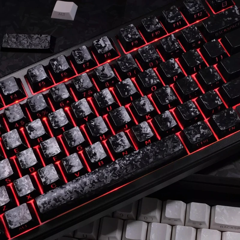 Letter Drive 2026 New 140pcs Keycaps Carbon Fiber Pattern Side Print Backlits for 60/64/68/75/87/98/104/108 Mechanical Keyboard view 5