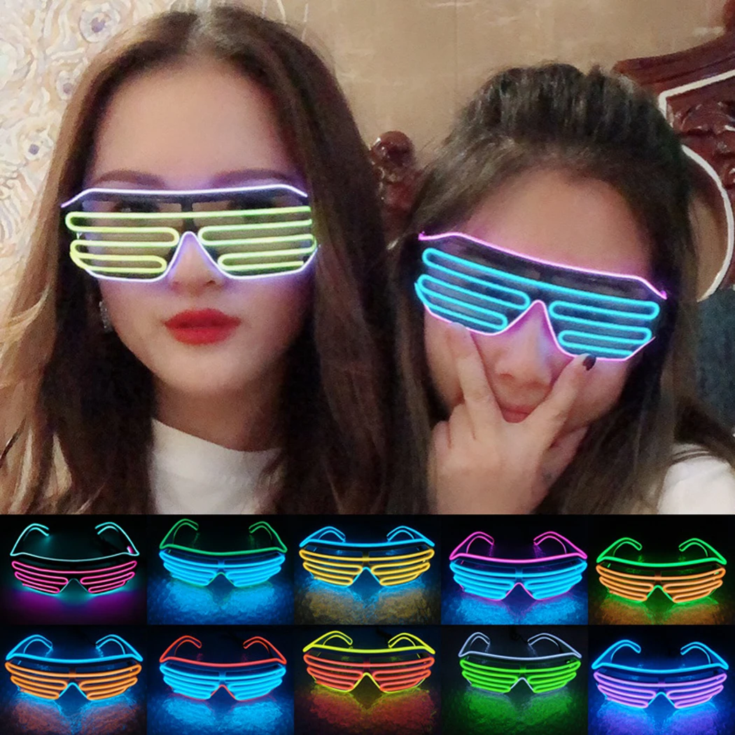 1Pcs LED Party Eyeglasses Decorative Shutter Shade Flashing Eyewear Light Up Glasses Glow In The Dark Party Festival Supplies