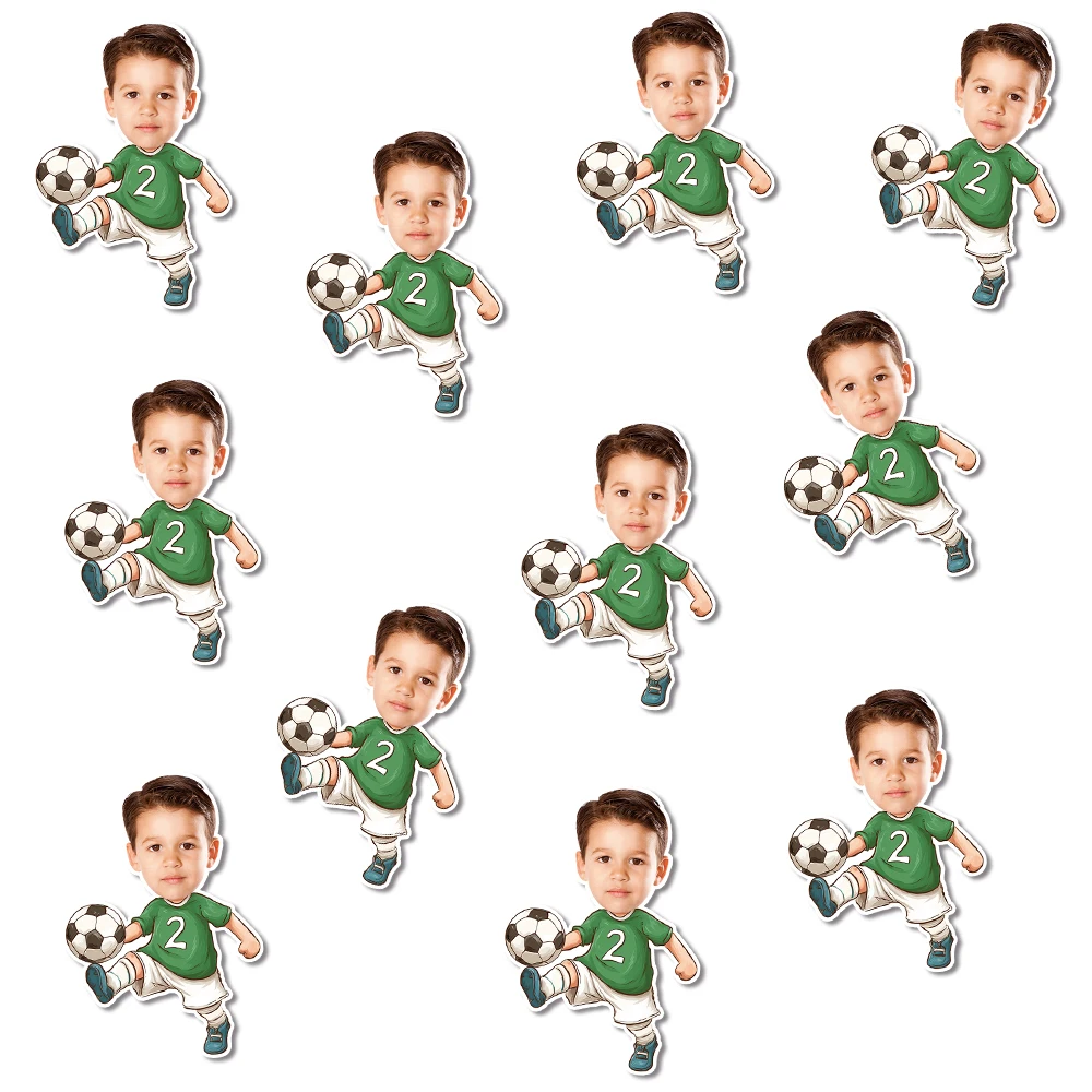 50pcs Personalized Sporty style Hat Birthday Face Photo Stickers - Custom with Your Photo Self-Adhesive Stickers football theme