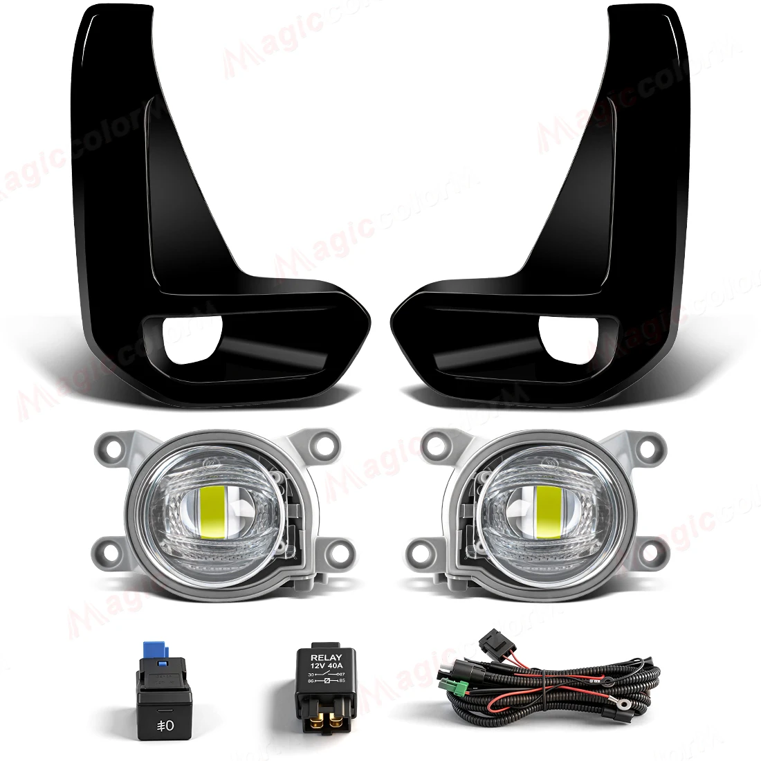LED Yellow White Foglamp Headlight For Toyota Hilux Revo 2020 2021 2022 Car Fog Light Assembly With Cover Wires Switch Accessori - view 2