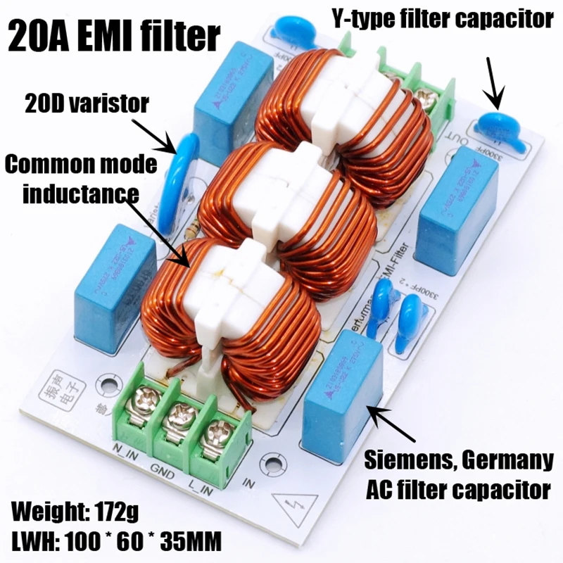 15A 20A AC 110V 220V Filtr EMI Zasilacz audio Oczyszczacz przepięciowy EMC Zakłócenia elektromagnetyczne Fo Wzmacniacz