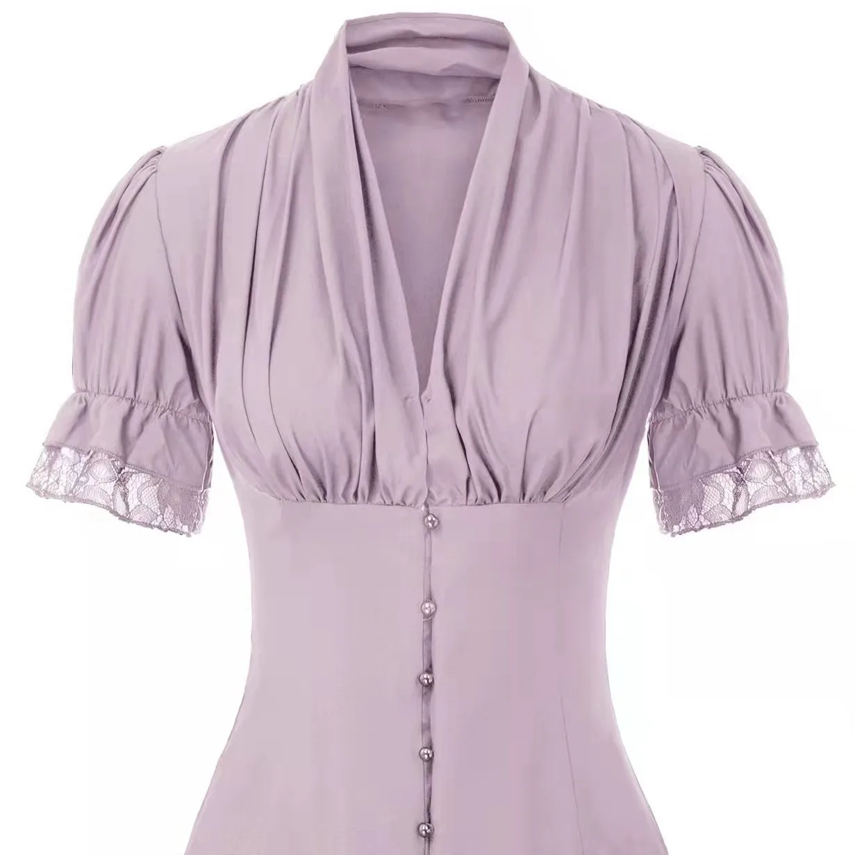 Women 2024 Summer Short Sleeve Shirt Dressy Victorian Blouse Lace Up Top