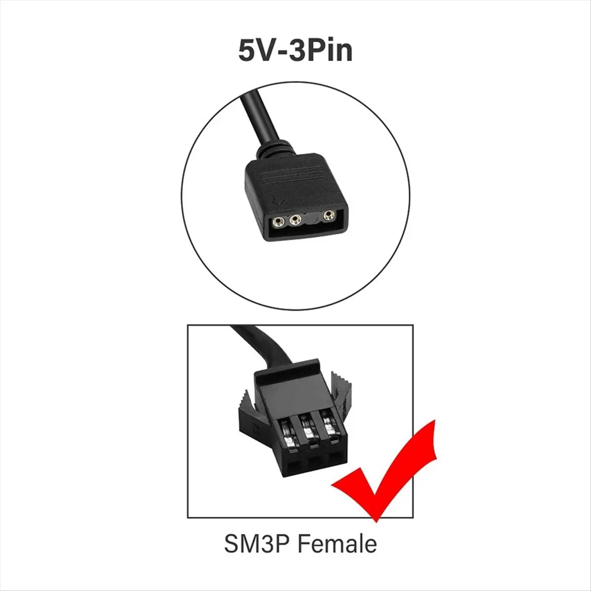 [N88R New]4Pcs RGB Extension Cable 5V 3-Pin to SM 3Pin Female ARGB Connector Addressable Adapter Cable for RGB Fan,PC LED Strip