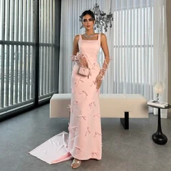 Customized Classic Jersey Bow A-line Square Neck Midi Dresses Prom Dresses Exquisite Modern Style Pastrol Unisex Chinese Style F