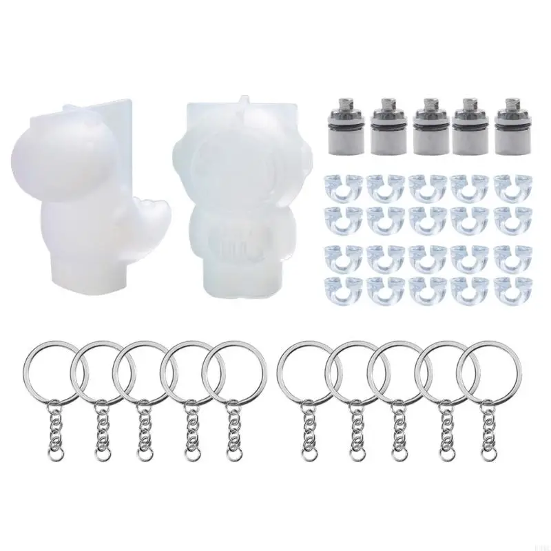 

R3MC Keychain Silicone Mold Night Light Pendant Charms Mold Dinosaur/Astronaut Epoxy Casting Mold for DIY Crafts Home Decor
