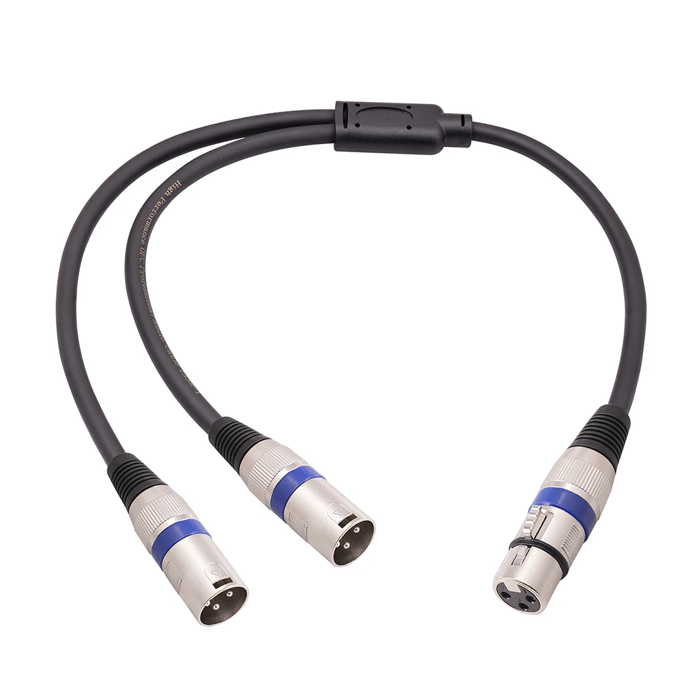 XLR Splitter Cable 50cm XLR Female To Dual XLR Male Cable Noise Reduction Accessories for Amplifier Mic Speaker