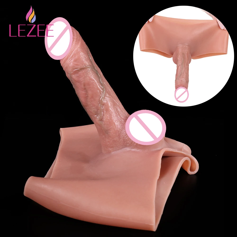 

LEZEE Wearable Dick Panties Hollow Penis Sleeve Silicone Dildos Pants Realistic Dildo Dick Enlarge Sex Toys For Men Lesbian Gay