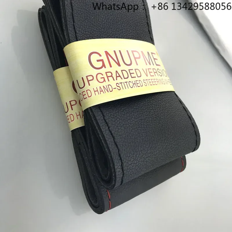Car With Needle and Thread Interior Accessories DIY Car Steering Wheel Covers Soft Leather Braid on the Steering-wheel of 38cm