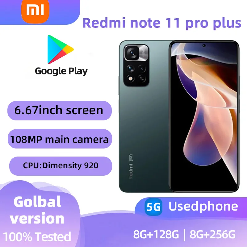 xiaomi redmi note 11 pro+ plus 5G Android 6.6 inch RAM 8GB ROM 256GB MediaTek Dimensity 920 used phone