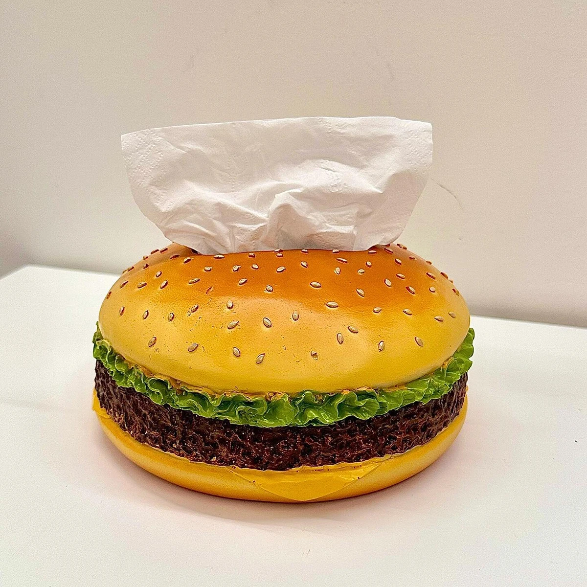 Caja de pañuelos de hamburguesa, caja de pañuelos retro americana creativa para sala de estar, decoración divertida para el hogar, adornos, servilletero