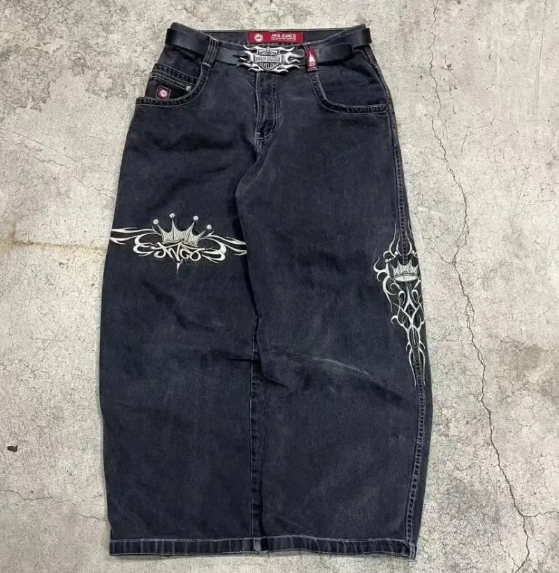 Jnco y2k Baggy Jeans Männer Harajuku Hip Hop bestickte hochwertige Jeans Vintage Streetwear Goth Männer Frauen lässig Jeans mit weitem Bein