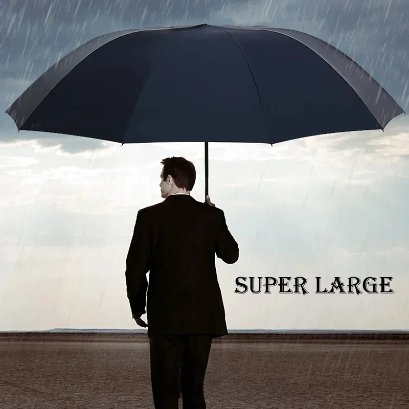 

High-Quality 130cm Ten-Bone Umbrella with Reinforced Frame Strong Waterproof Windproof Manual Large Umbrella for Protection