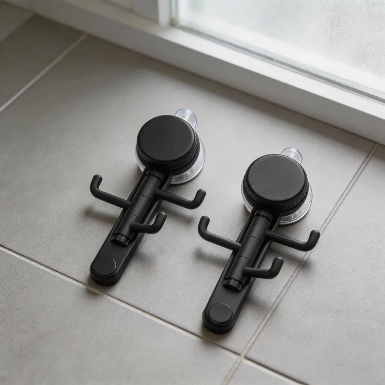 For Bathroom No-drill Mount Suction Cup Hook Entrance Hall Grey Easy Installation Push-button Lock Strong Suction