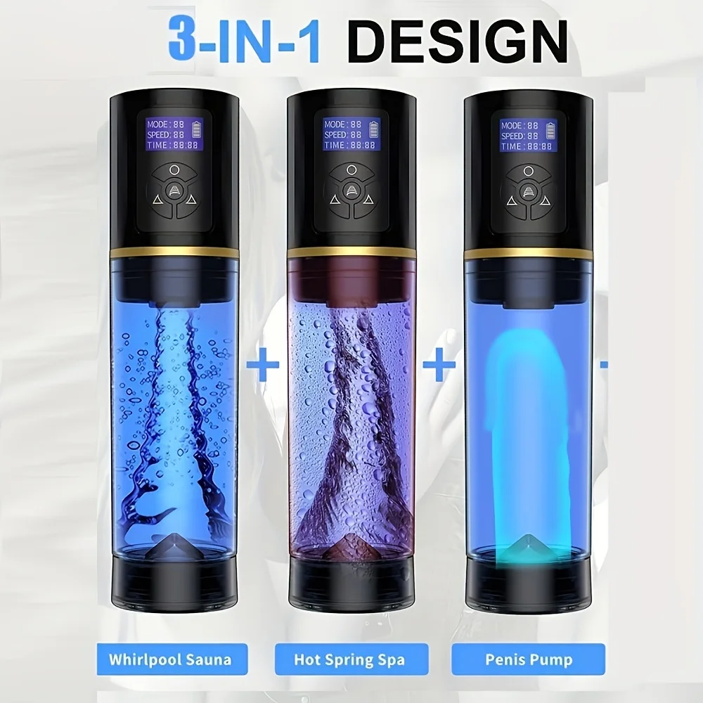 Electric Male Penis Enlargement Vacuum Pump, Men Water Bath Masturbation Cup Delay Ejaculation Training, Spa Sex Machine for Men