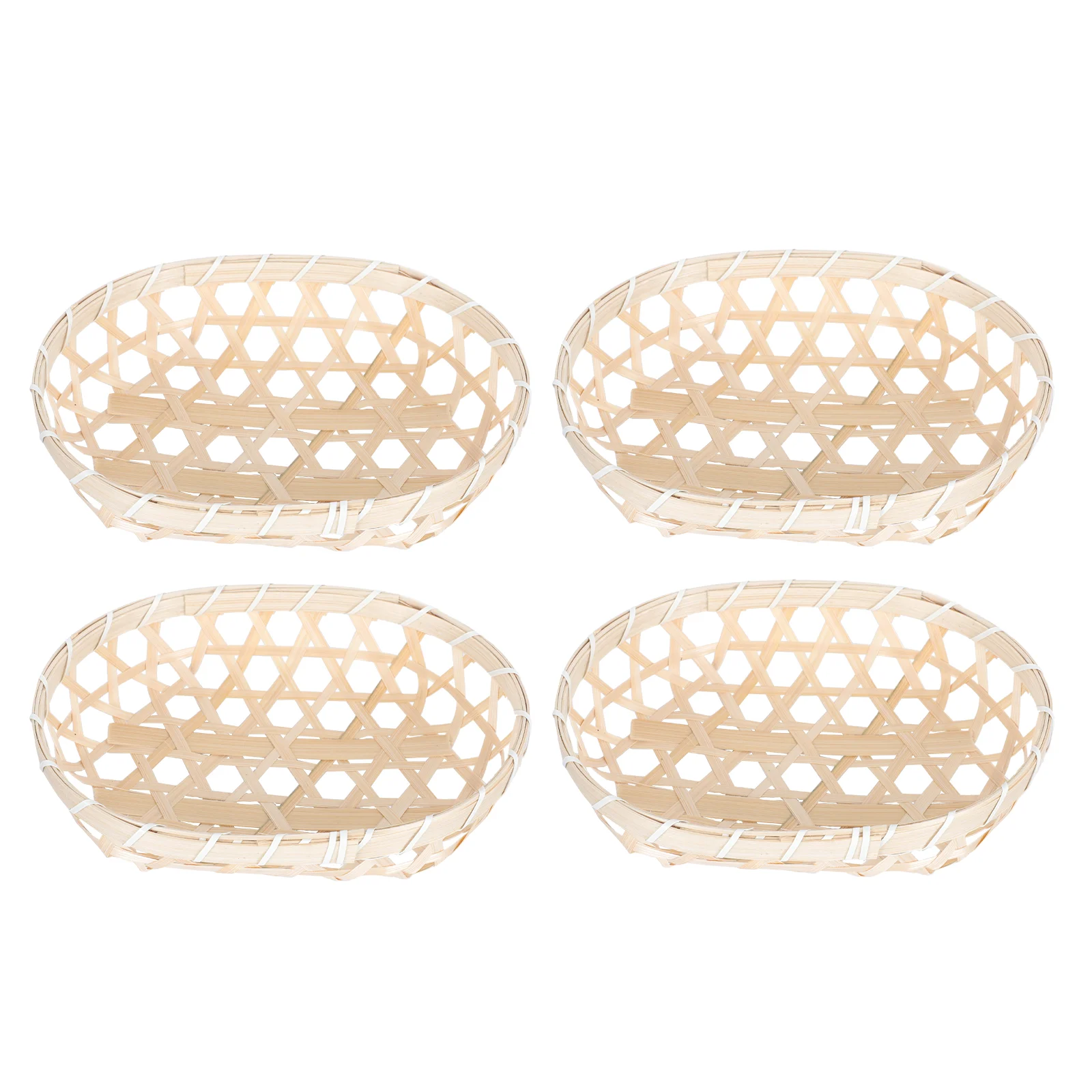 

4 Pcs Hamburger Basket Food Container Fruit Plate Tray Tea Bamboo-woven Weaving Indoor Decor Wicker Storage