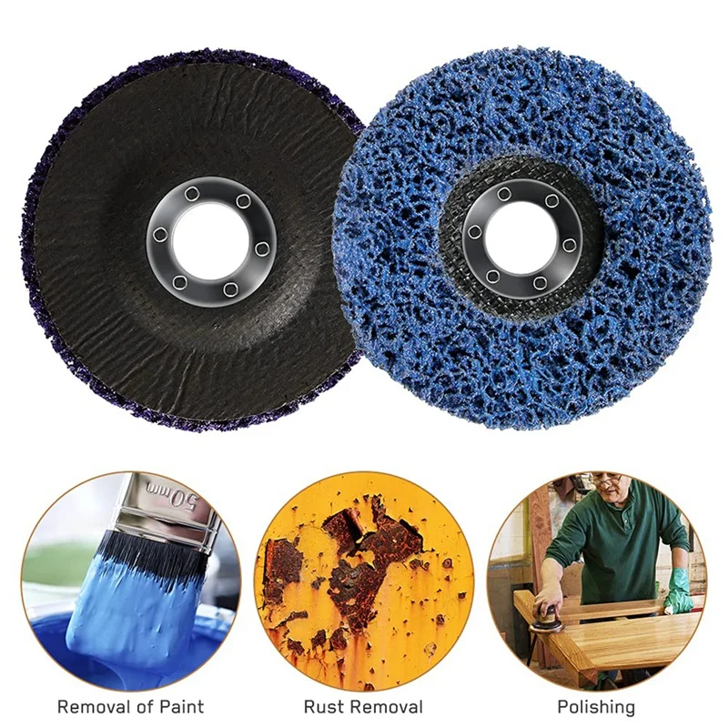 Poly Grinder Discs 6 Pcs 4.5Inch Strip Wheel Discs Cleaning Paint Coating Grinding Disc Rust Remover For Angle Grinder