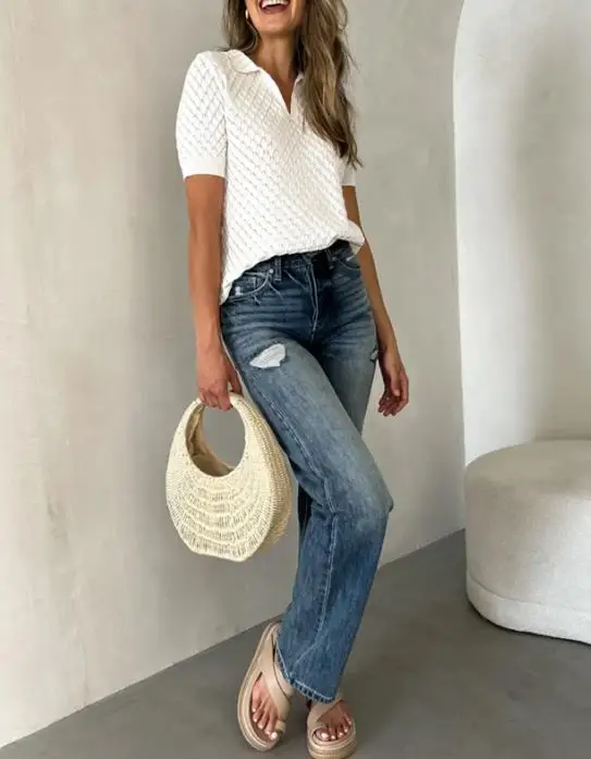 

Top Women 2026 Spring Summer New Texture Solid Color V-Neck Short Sleeve Loose Fit Versatile Casual Pullover Knitted T-Shirt