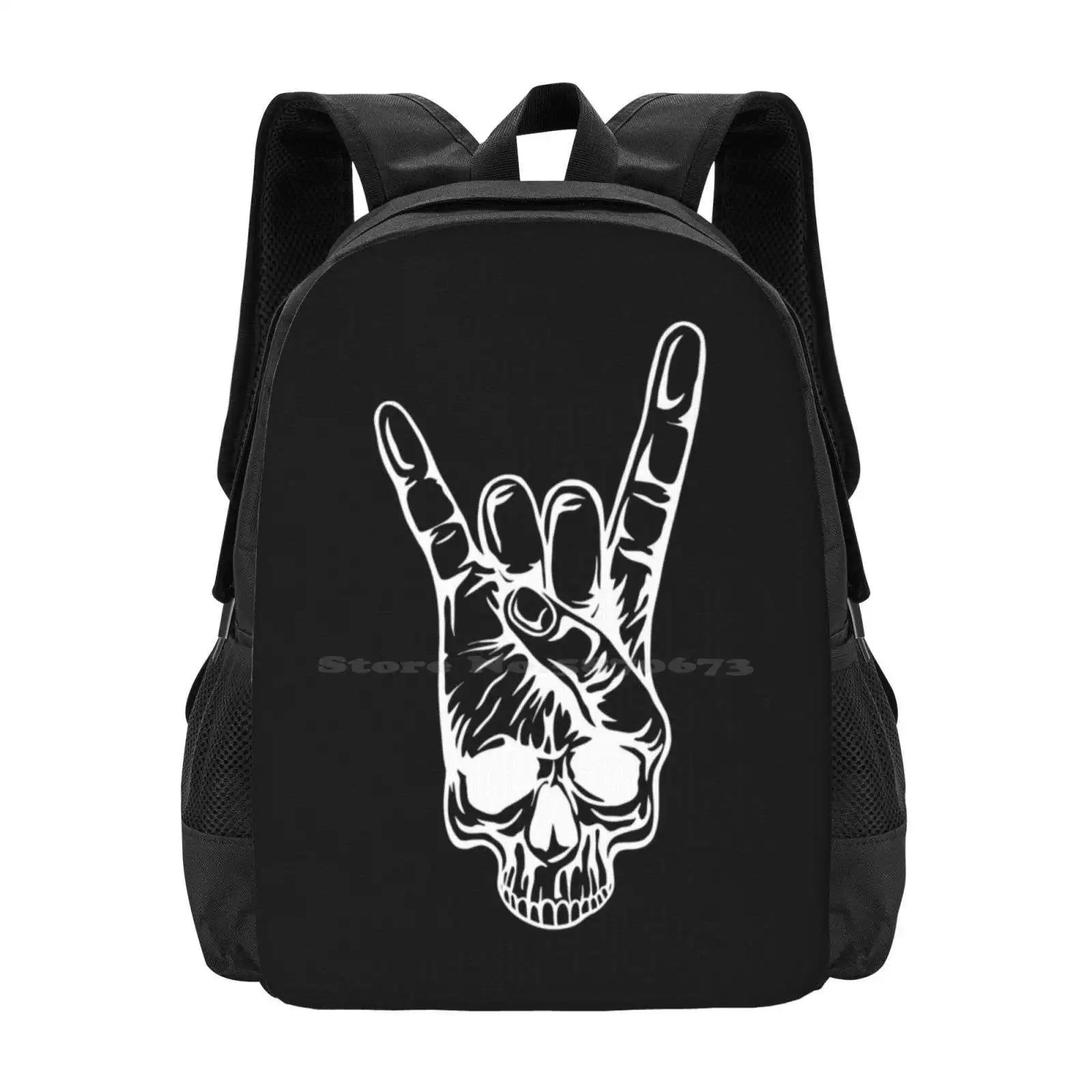 

Rocker Skeleton Hand Rock On Costume Funny Halloween Hot Sale Schoolbag Backpack Fashion Bags Skull Rocker Skeleton Hand On