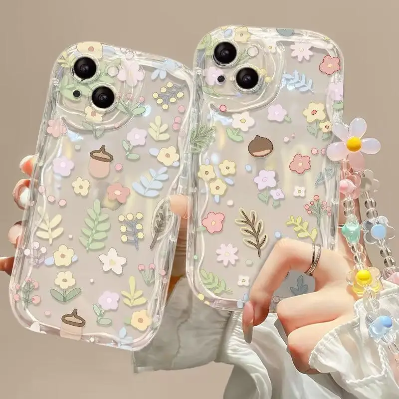 Flower Lanyard Case for Samsung Galaxy A15 A25 A14 A13 A30 A31 A50 A30 A22 A51 A71 A72 A73 A02 A03 Core A02S A10 A11 A21S Cover