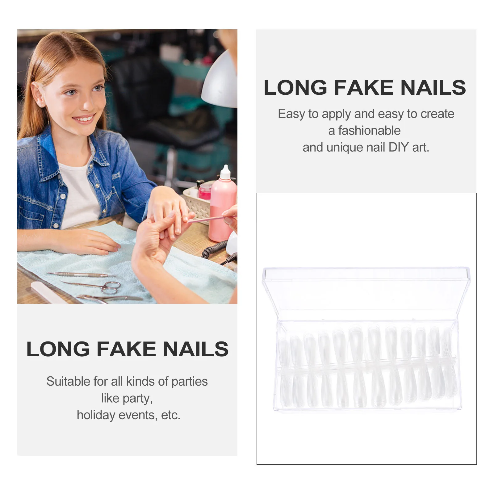 

504Pcs Full Cover Clear Fake Nail Tips Natural Look Strong Adhesion No Lifting for Professional Or Home Manicure