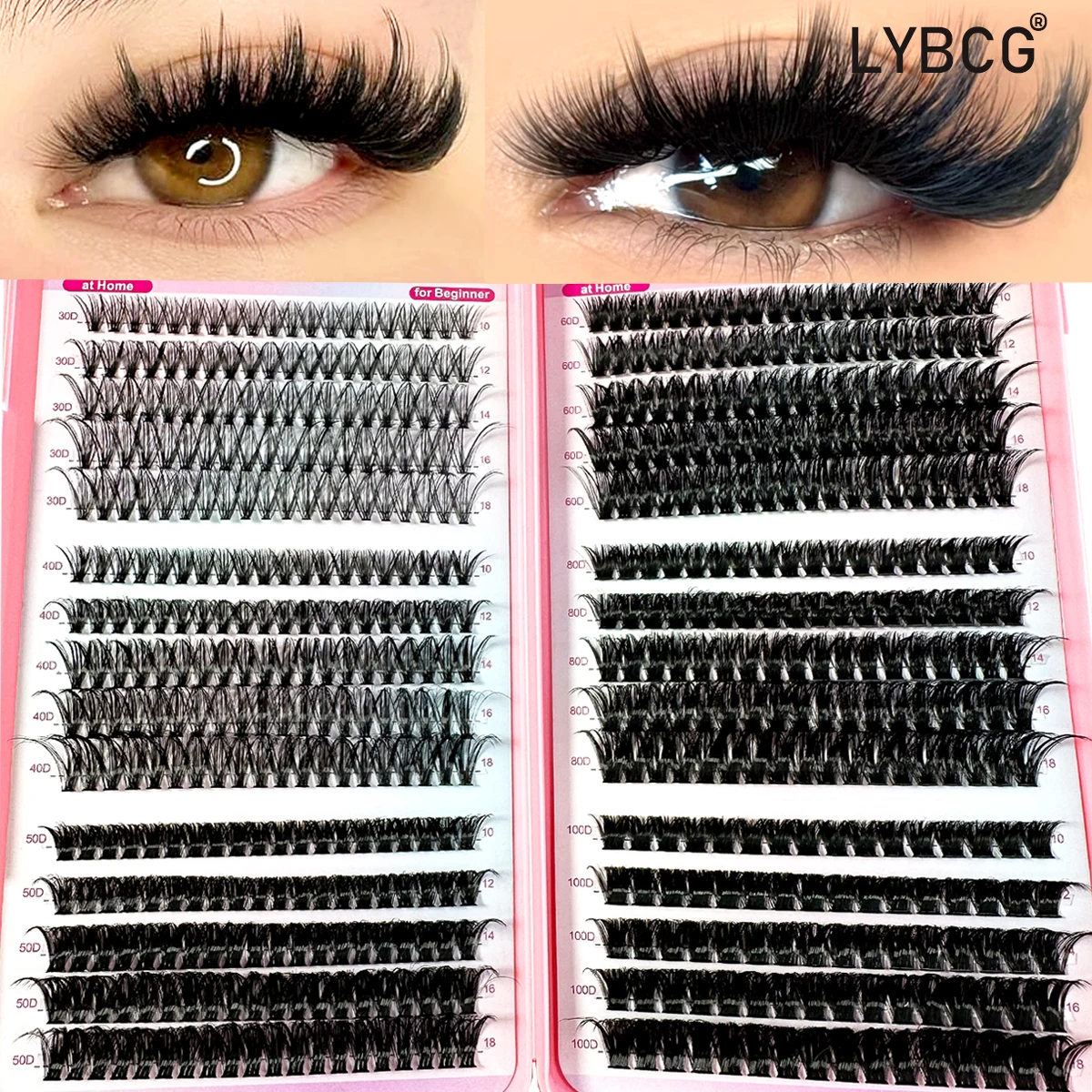 570/160Pcs 3D Fluffy 10-18mm Lashes Cluster Mix 30D-100D Thick Eyelash D Curl Individual Lashes DIY Lash Extensions Eyelashes