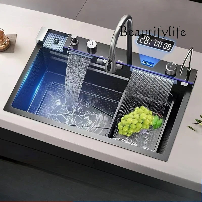 Vegetable basin large single tank thickened 304 stainless steel kitchen sink flying rain pool under the counter dishwasher